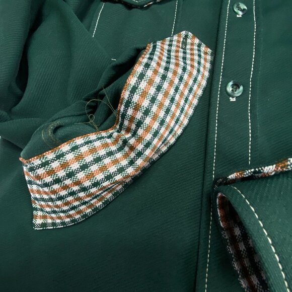 Vintage Mr Fingerhut Long Sleeve Green Polyester Disco Shirt Shacket Medium - Picture 7 of 12